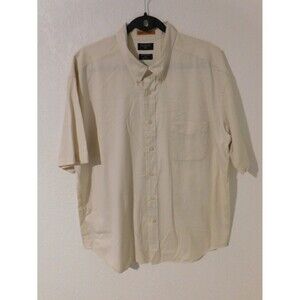 Dockers Men's Button Front Stain Defender Short Sleeve Shirt XL Cream
